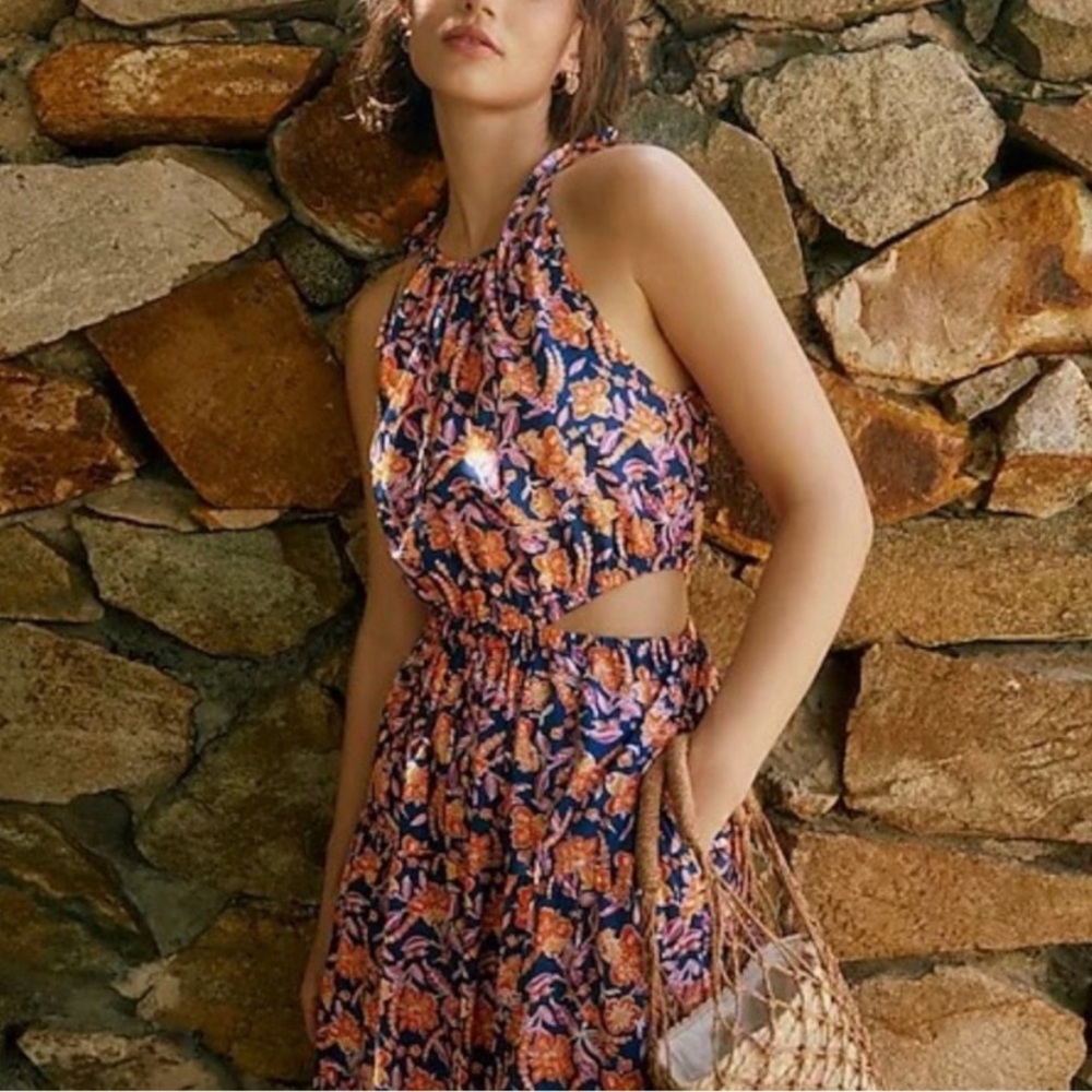 J. Crew Harbour Floral Side Cutout Midi